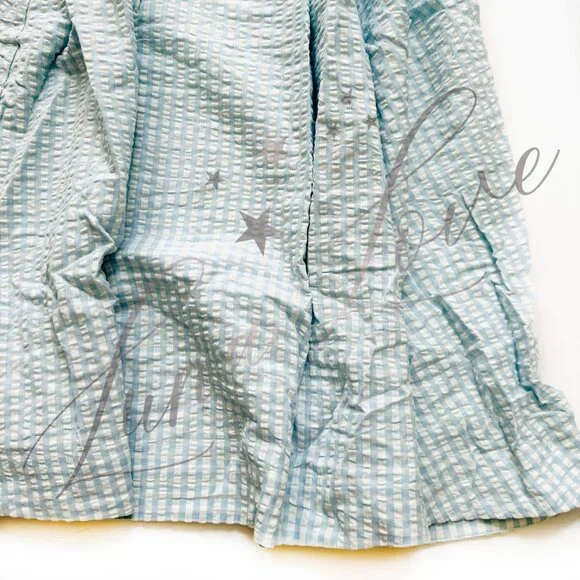 FOR LOVE & LEMONS Georgia Gingham Midi Dress In Blue NWT - Picture 6 of 12